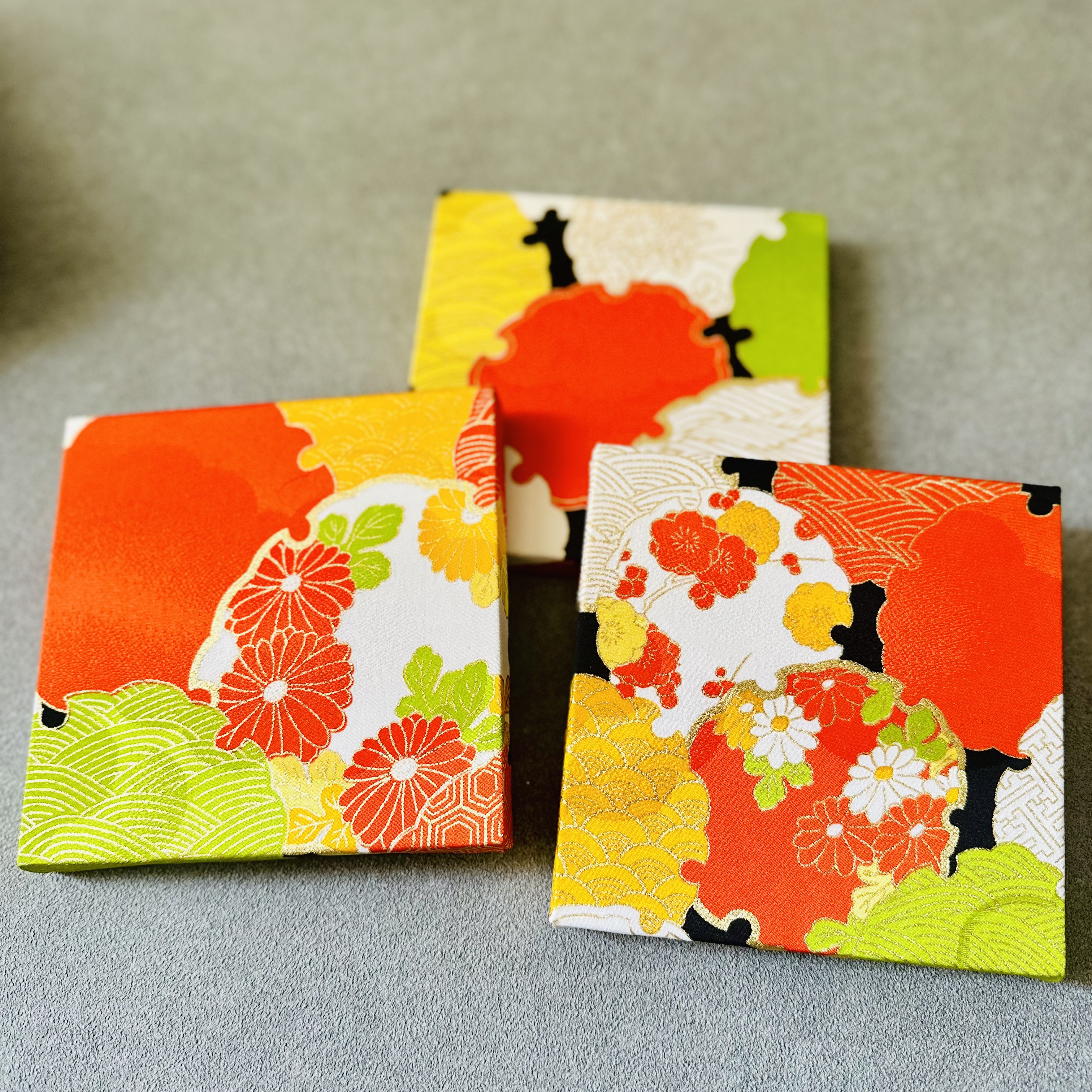 15×15cm【師走-イロトリドリ- 雪輪】（2枚 ギフトボックス入り）ギフトセット　正月飾り　和モダン　ギフト　アート