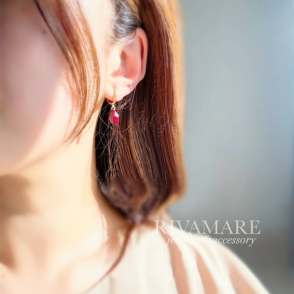 リトアニア伝統技法 草花色 バルト海産 天然琥珀 バルティックアンバー 奇跡のルビーレッド ピアス イヤリング変更可 6枚目の画像