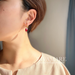 リトアニア伝統技法 草花色 バルト海産 天然琥珀 バルティックアンバー 奇跡のルビーレッド ピアス イヤリング変更可 3枚目の画像