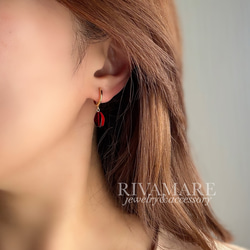 リトアニア伝統技法 草花色 バルト海産 天然琥珀 バルティックアンバー 奇跡のルビーレッド ピアス イヤリング変更可 8枚目の画像