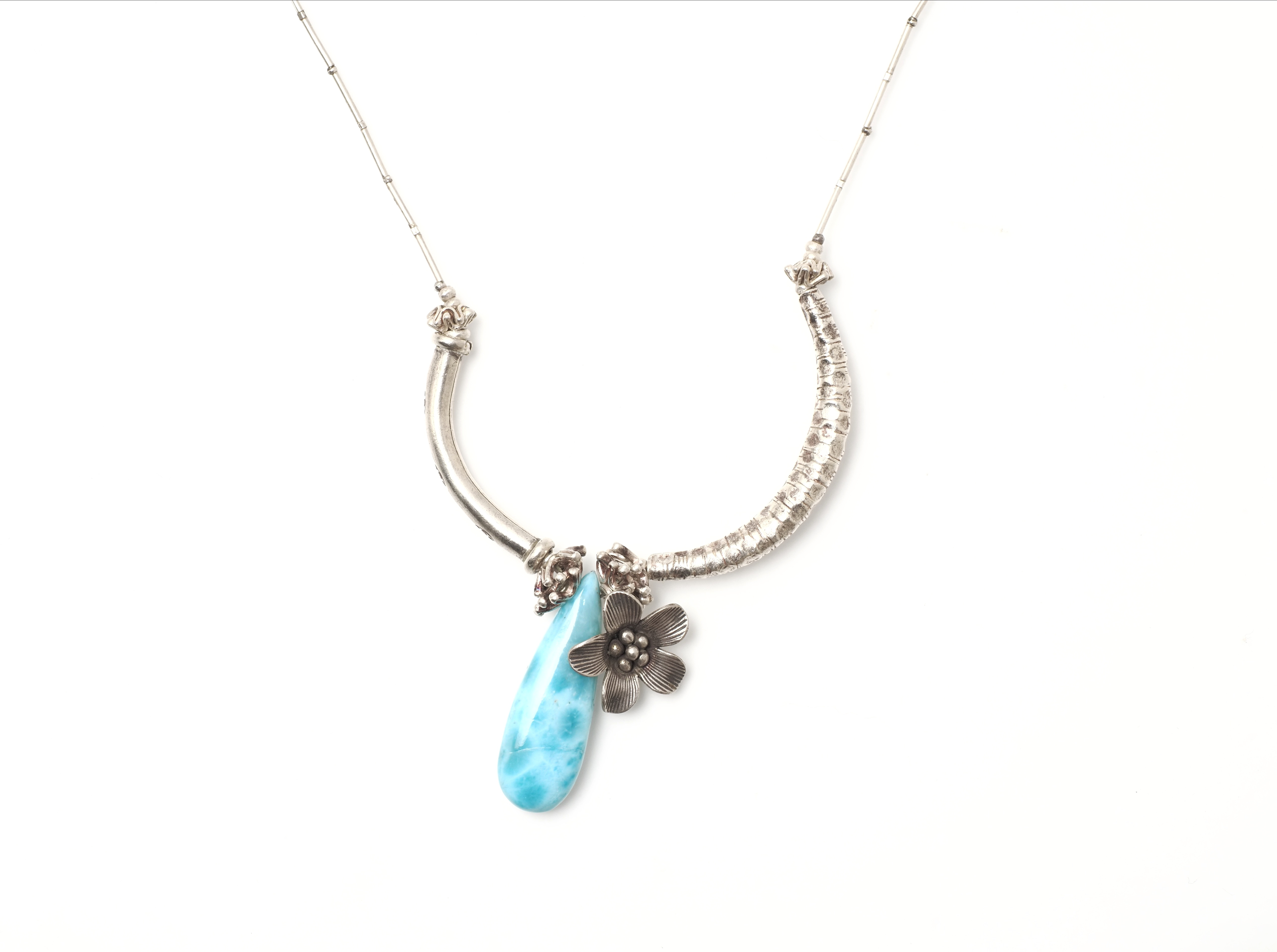 -Larimar・Karensilver- silver Necklace