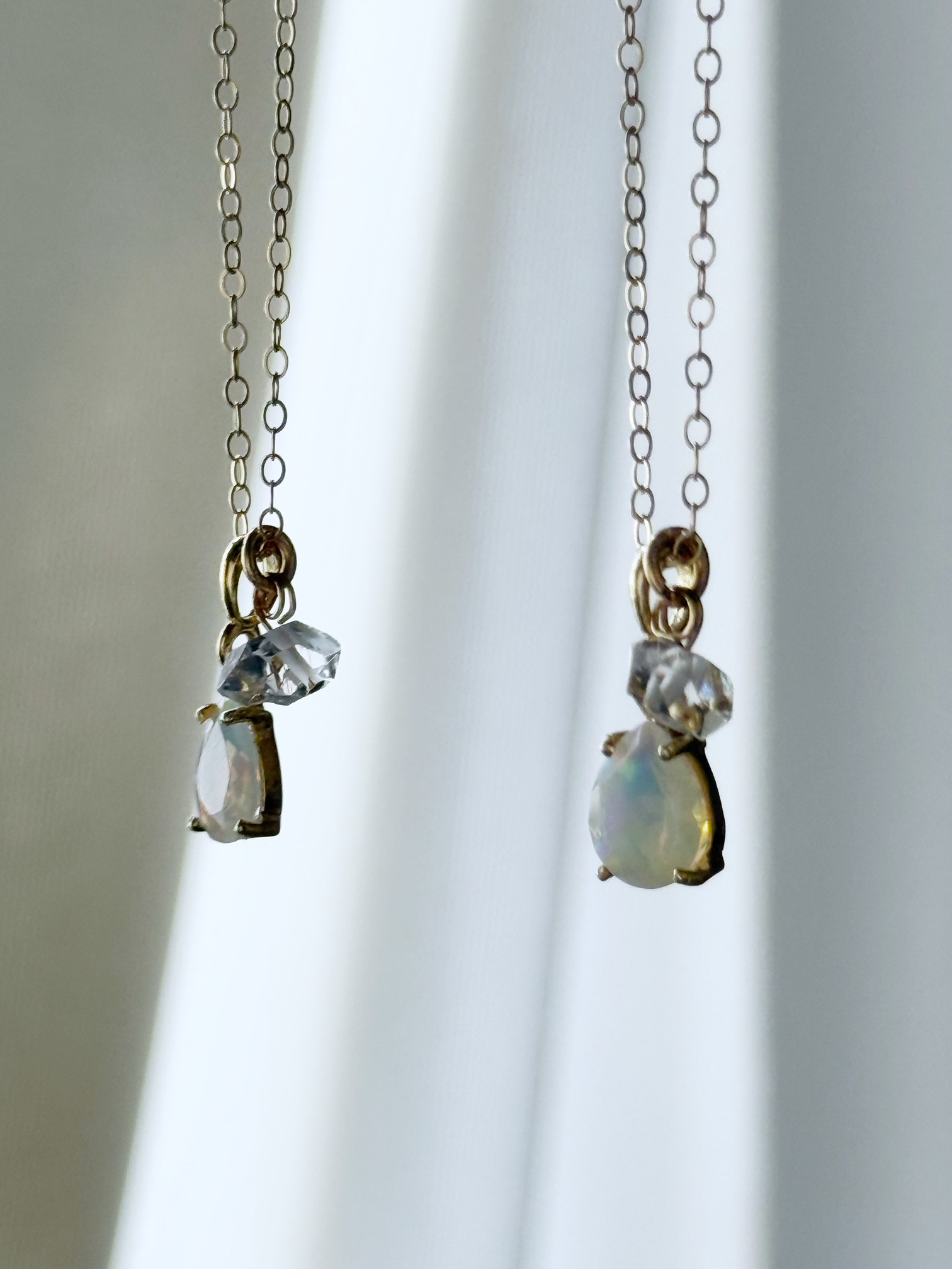 【4月・10月の誕生石】才能を咲かせる光、オパールがくれる私の勇気。オパール＆ハーキマーダイヤモンド K14GFスキンネ