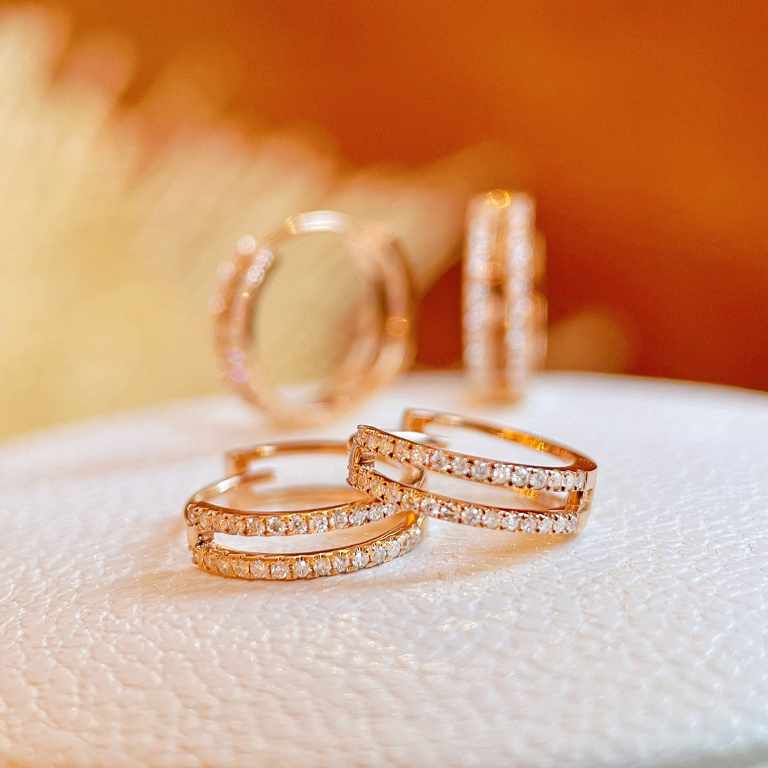 天然ダイヤモンド付きフープピアスk18 0702