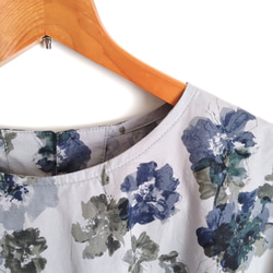 【Creema限定秋の福袋３!】再販！× 2  水彩タッチのボタニカル８分袖トップとデニムパンツの２点セット 10枚目の画像