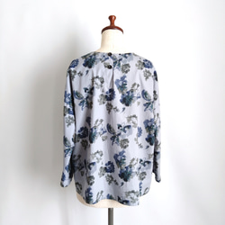 【Creema限定秋の福袋３!】再販！× 2  水彩タッチのボタニカル８分袖トップとデニムパンツの２点セット 8枚目の画像