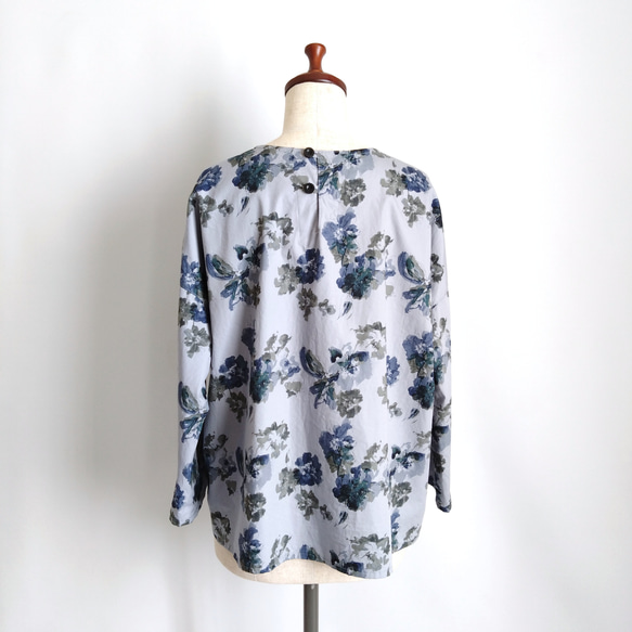 【Creema限定秋の福袋３!】再販！× 2  水彩タッチのボタニカル８分袖トップとデニムパンツの２点セット 8枚目の画像