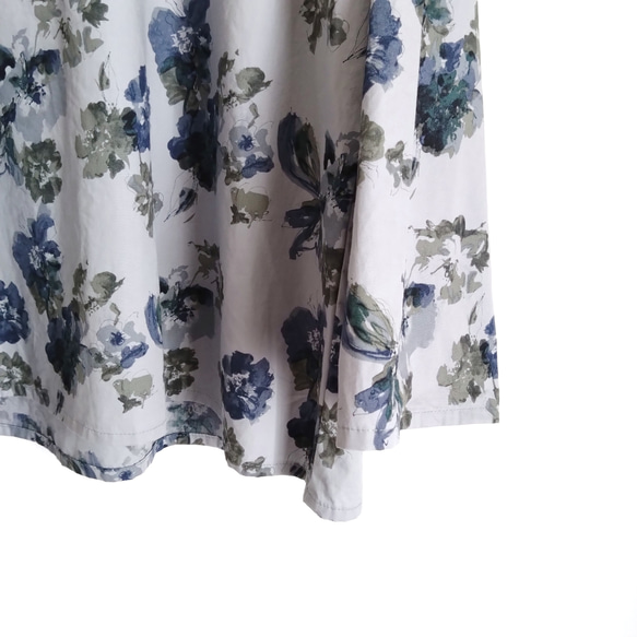 【Creema限定秋の福袋３!】再販！× 2  水彩タッチのボタニカル８分袖トップとデニムパンツの２点セット 9枚目の画像