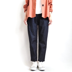 【Creema限定秋の福袋３!】再販！× 2  水彩タッチのボタニカル８分袖トップとデニムパンツの２点セット 12枚目の画像