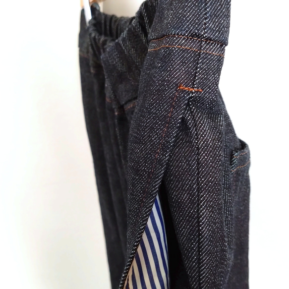 【Creema限定秋の福袋３!】再販！× 2  水彩タッチのボタニカル８分袖トップとデニムパンツの２点セット 15枚目の画像