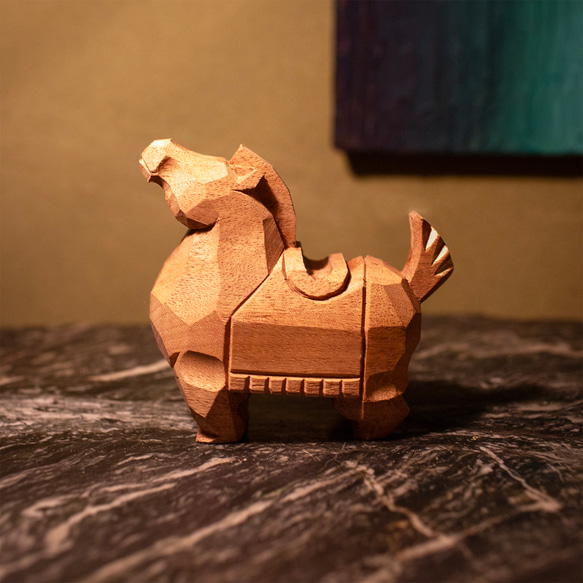 干支 午 馬 奈良一刀彫 畑村龍哉 木地 小サイズ 正月飾り 木彫り 伝統