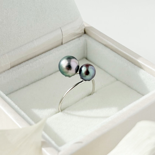 あこや黒真珠リング｜タヒチカラー 純銀 シルバー｜普段使い お呼ばれ