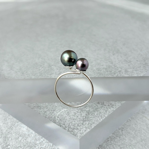 011 あこやパール　タヒチカラーリング　シルバーカラー　フリーサイズ11号 059あこやパールタヒチカラーシンプルリング シルバーカラー