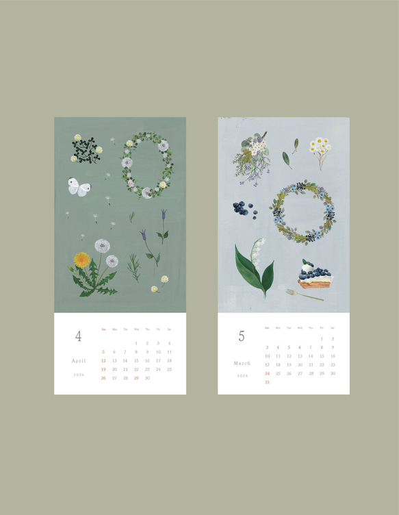 再販2 / Blomary カレンダー〈desk〉卓上サイズ 予約商品　発送は10月下旬頃から 3枚目の画像