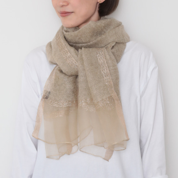 silk wool stole / beige 4枚目の画像