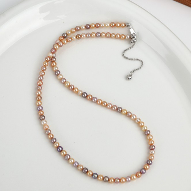 4-5mm淡水ラウンドパールのネックレス  淡水真珠 淡水パール  6月誕生石 ブライダル 結婚式 カラフル
