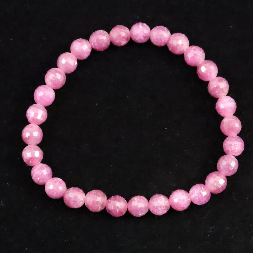 天然ルビー 128面カット  AA+  6.5mm玉 ブレスレット 15.8g　 #66235