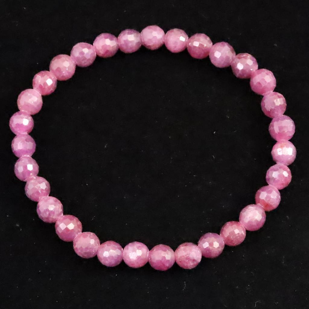 天然ルビー 128面カット  AA+  6mm玉 ブレスレット 14.4g　 #72135 13,376円