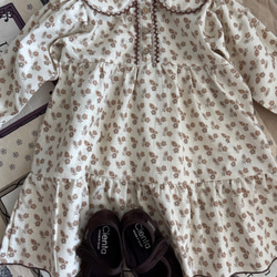輸入生地⭐︎セーラー襟ワンピース　ティアードワンピ　子供服　ベビー服　アンティーク　80 90 100 秋服 6枚目の画像