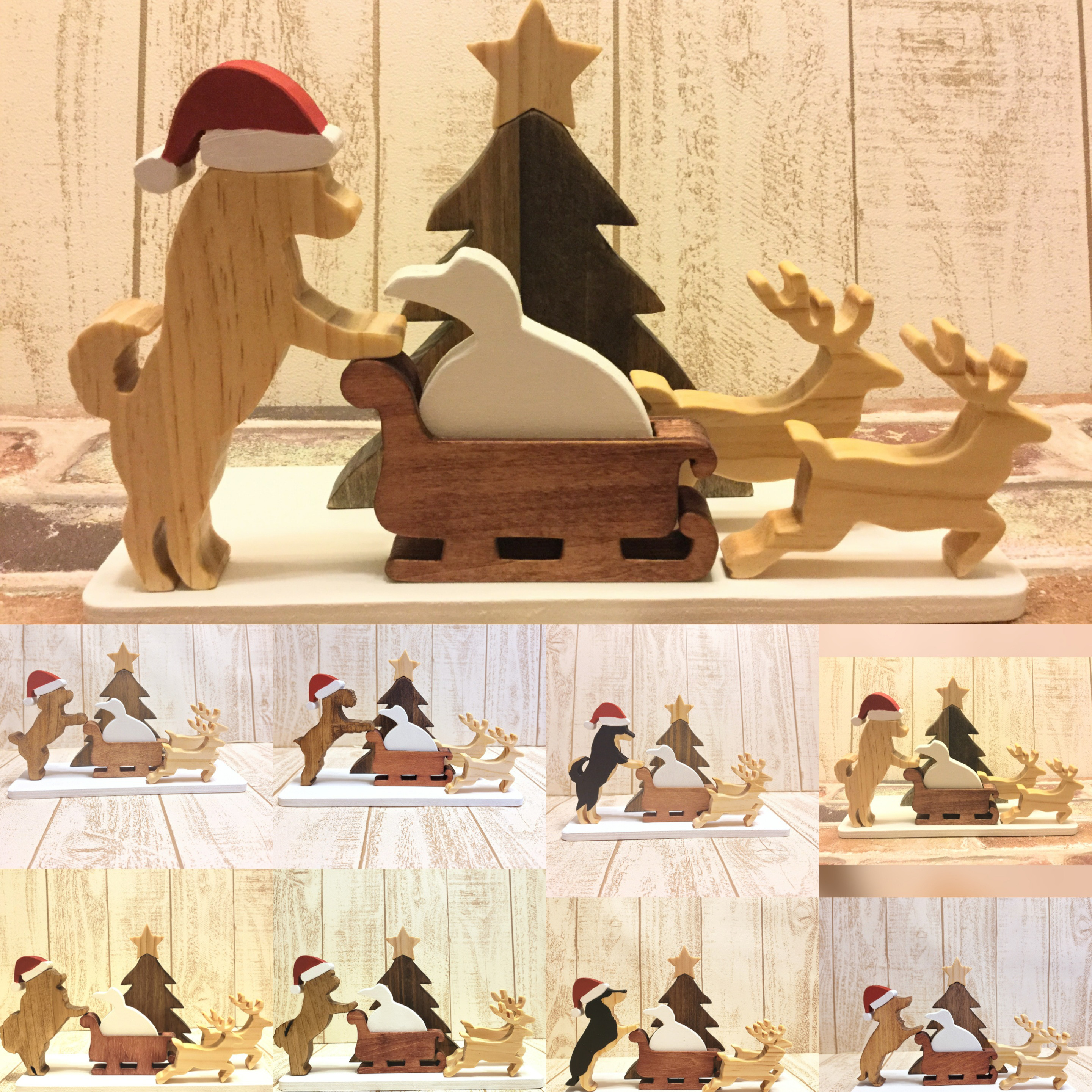 猫の日2026【受注制作】犬と猫が遊ぶクリスマス置物（15犬種＋猫・色変更可）冬インテリア・Xmasギフト 4,200円