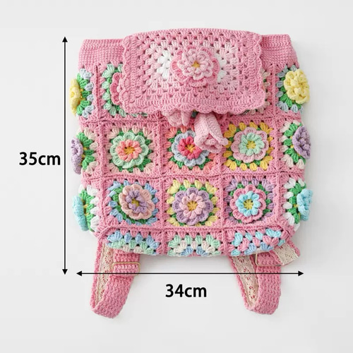 ♥️手編み♥️ハンドメイド♥️フリルリュックバッグ♥️数量限定♥️ 毛糸 手作り 手編み リュックサック 誕生日 プレゼント お礼 入学式 卒