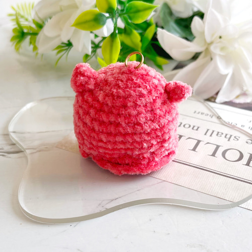 A53 もふもふ メンダコ あみぐるみ レッド 赤 キーホルダー チャーム