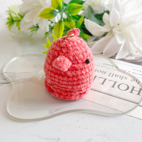 A53 もふもふ メンダコ あみぐるみ レッド 赤 キーホルダー チャーム
