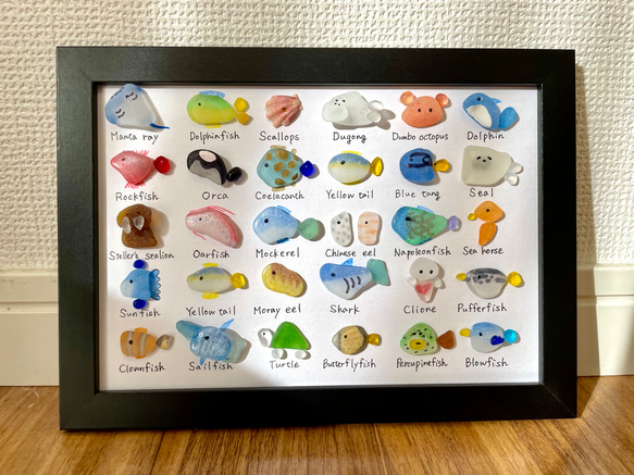 シーグラスアート☆No169図鑑　ギフト　プレゼント　動物園ヒーリングアート　猫　犬　うさぎ　動物　大図鑑 3枚目の画像