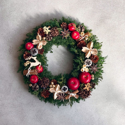 クリスマス✳︎ りんごとトナカイのクリスマスリース  / クリスマスリース / メッセージタグ付き 5枚目の画像