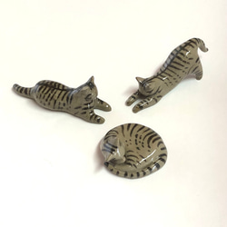 猫の箸置き三態（キジトラ）　＊こちらはご注文作品です 1枚目の画像