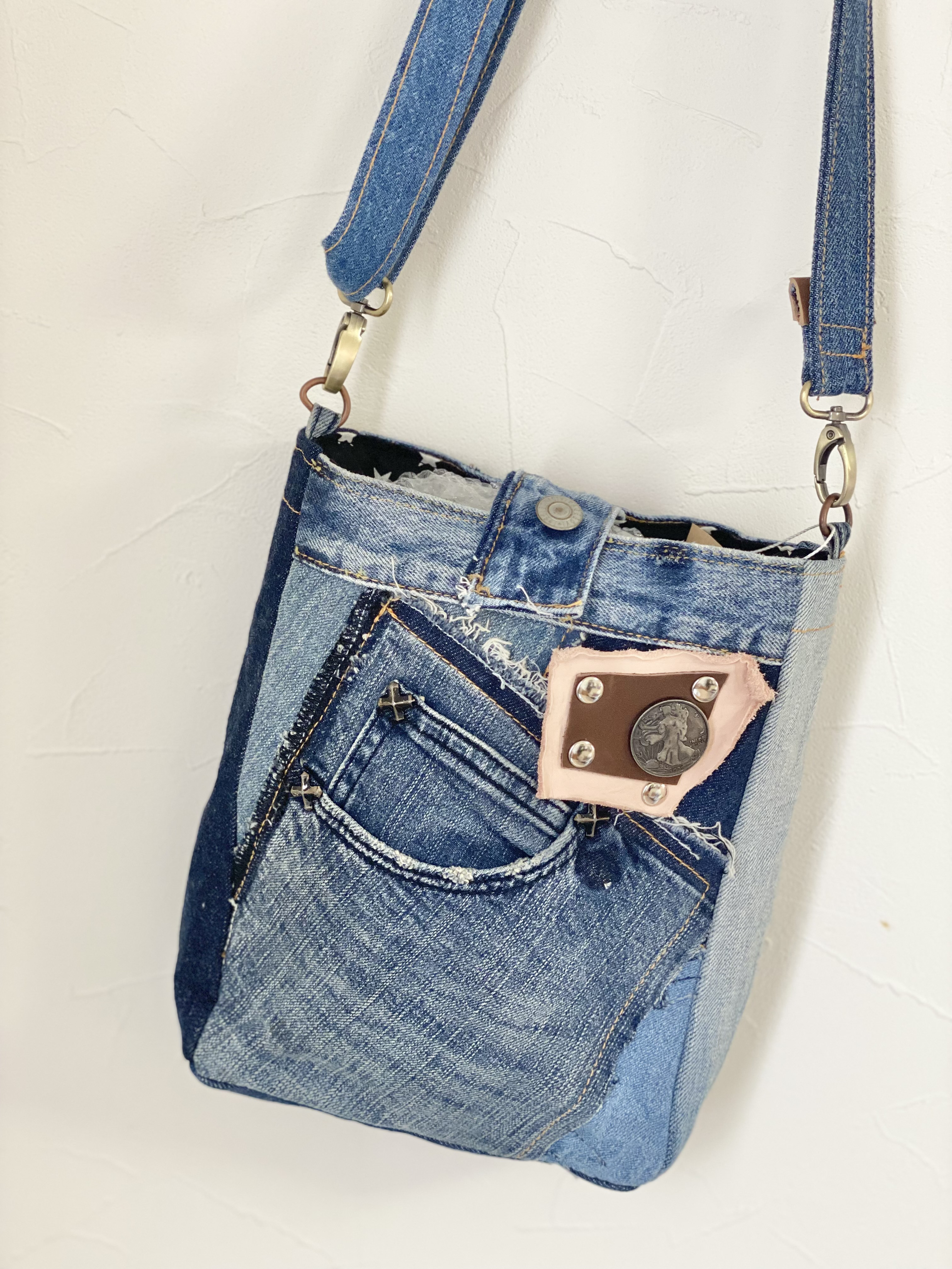 デニム リメイク ショルダーバッグ 男前 サコッシュ ショルダー