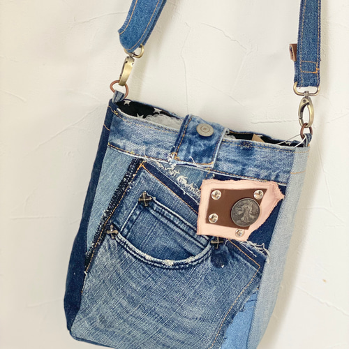 デニム リメイク ショルダーバッグ 男前 サコッシュ ショルダーバッグ