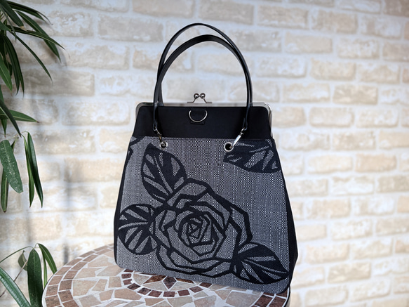 【ハンドメイド】がま口バッグ　白鳥 と薔薇　ヨーロッパ風　3way #478 ハンドメイド】がま口バッグ 白鳥 と薔薇 ヨーロッパ風 3way #478