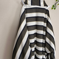 春秋冬やわらかい鹿の子ボーダーニットローブドルマンカーディガン 6枚目の画像