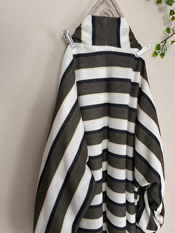 春秋冬やわらかい鹿の子ボーダーニットローブドルマンカーディガン 6枚目の画像