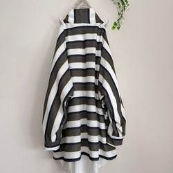 春秋冬やわらかい鹿の子ボーダーニットローブドルマンカーディガン 5枚目の画像