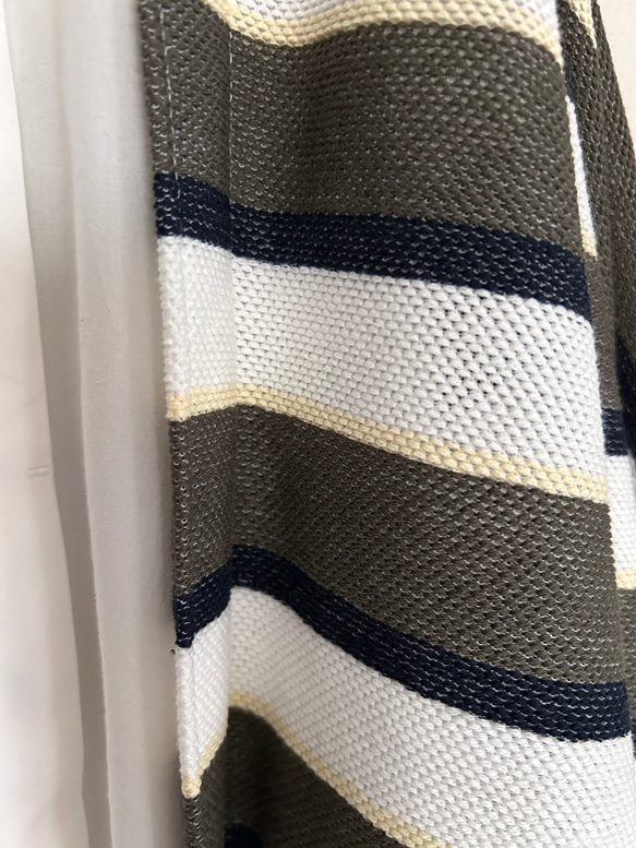 春秋冬やわらかい鹿の子ボーダーニットローブドルマンカーディガン 4枚目の画像