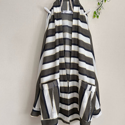 春秋冬やわらかい鹿の子ボーダーニットローブドルマンカーディガン 7枚目の画像