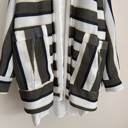 春秋冬やわらかい鹿の子ボーダーニットローブドルマンカーディガン 3枚目の画像