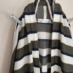 春秋冬やわらかい鹿の子ボーダーニットローブドルマンカーディガン 8枚目の画像