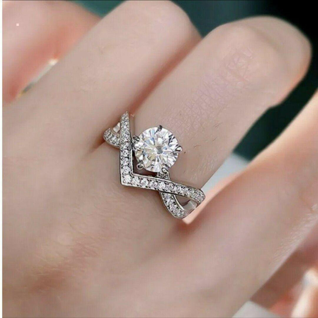 最高品質 モアサナイト 1ct 人工ダイヤ リング シルバー 925 11号