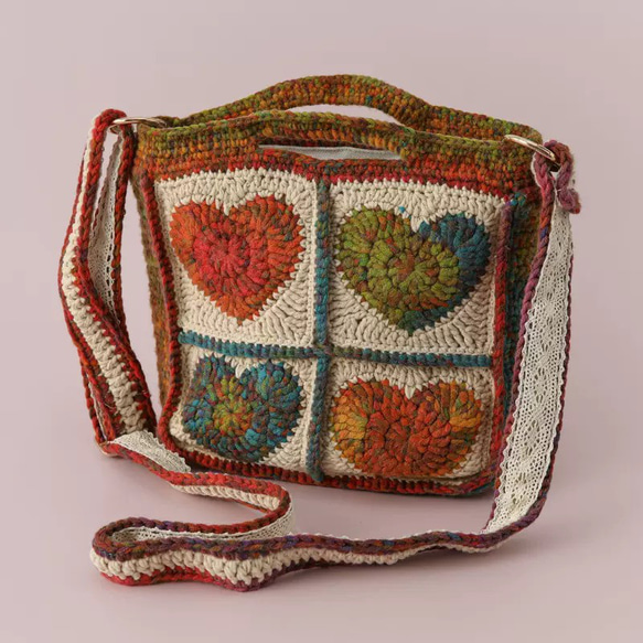 毛糸 手作り 手編み 斜めがけバッグ ショルダーバッグ 誕生日