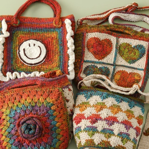 毛糸 手作り 手編み 斜めがけバッグ ショルダーバッグ 誕生日