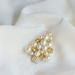 クリスマスツリー刺繍ブローチcol:ゴールド⭐︎クリスマスギフト 4枚目の画像