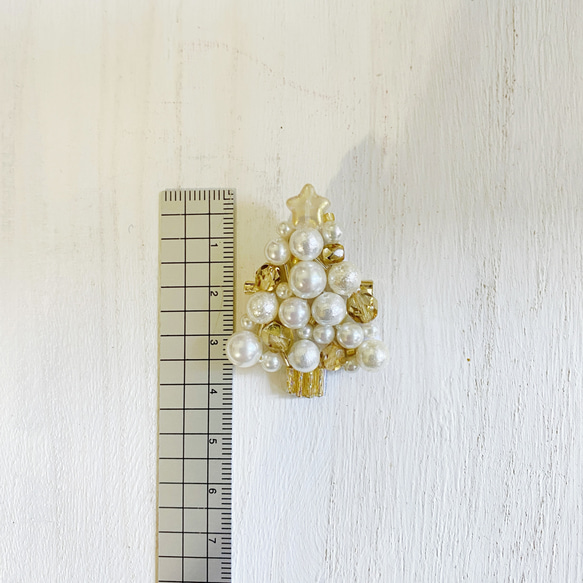 クリスマスツリー刺繍ブローチcol:ゴールド⭐︎クリスマスギフト 5枚目の画像