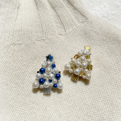 クリスマスツリー刺繍ブローチcol:ゴールド⭐︎クリスマスギフト 8枚目の画像