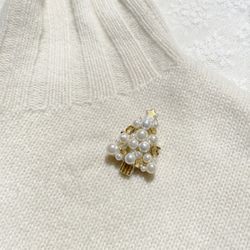 クリスマスツリー刺繍ブローチcol:ゴールド⭐︎クリスマスギフト 3枚目の画像