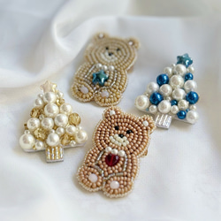 クリスマスツリー刺繍ブローチcol:ゴールド⭐︎クリスマスギフト 7枚目の画像