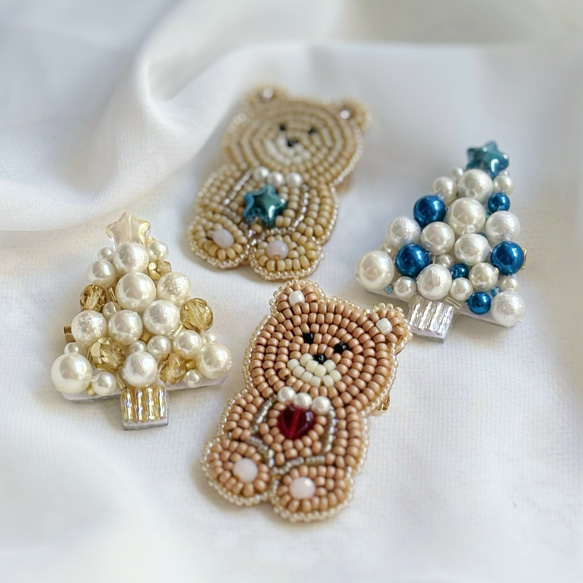 クリスマスツリー刺繍ブローチcol:ゴールド⭐︎クリスマスギフト 7枚目の画像