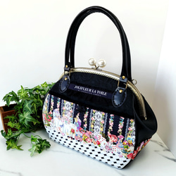 西陣織(金蘭)のアンティーク調がま口バッグ(異素材vol