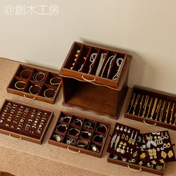 【予約販売】6段大容量 ジュエリーボックス 木製 アクセサリー収納&展示 指輪リング入れ 中古風 引き出し収納 6枚目の画像